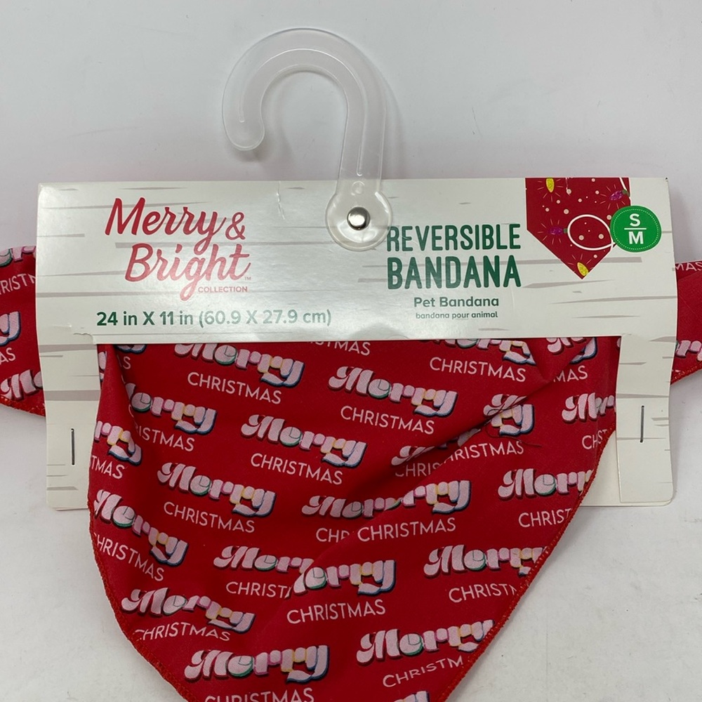 🎄🎅NWT Merry & Bright Reversible Christmas Per Dog Bandana🎄🎅